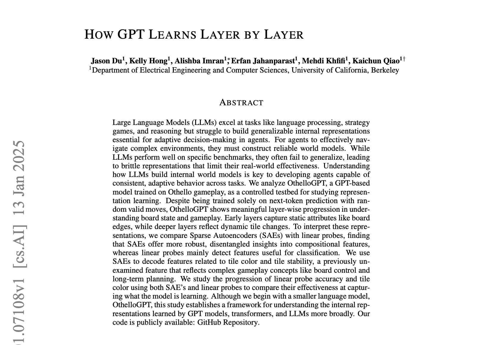 How GPT Learns Layer by Layer